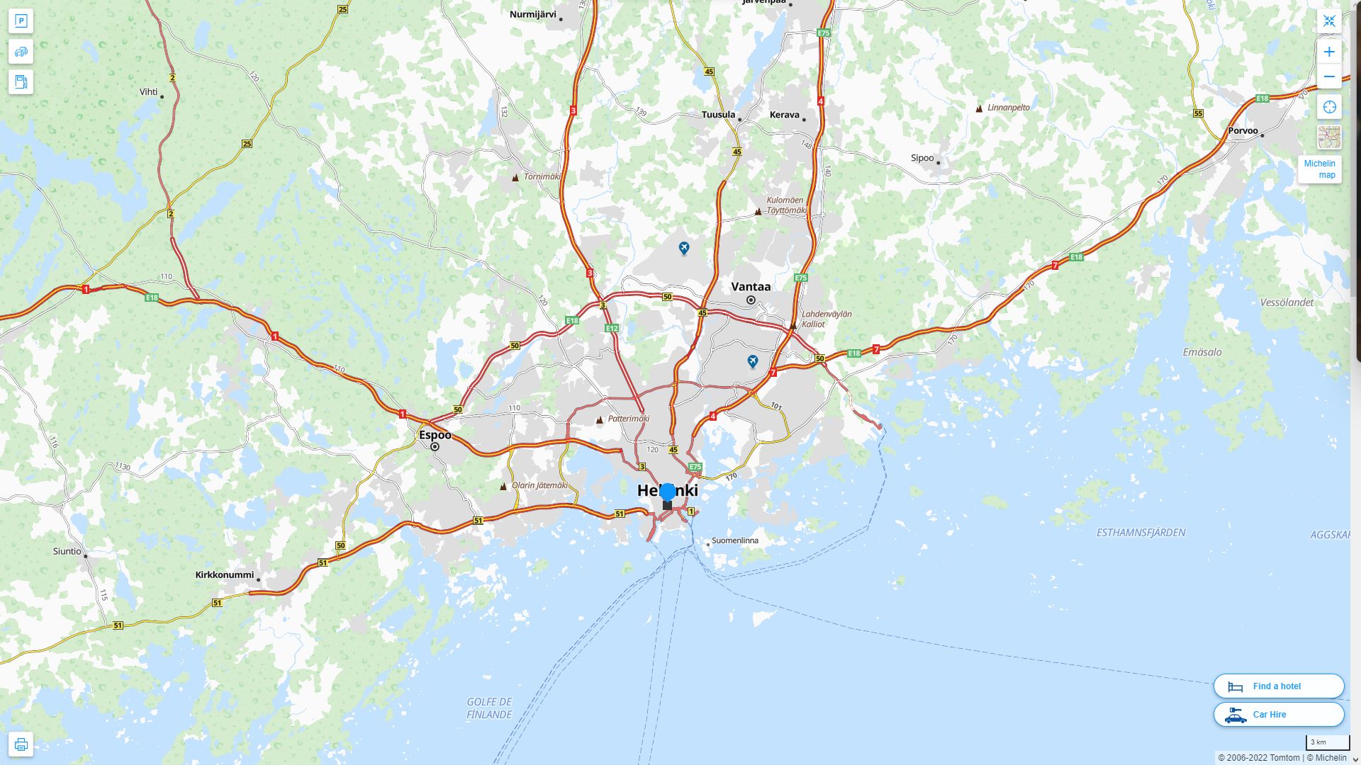 Helsinki Highway and Road Map